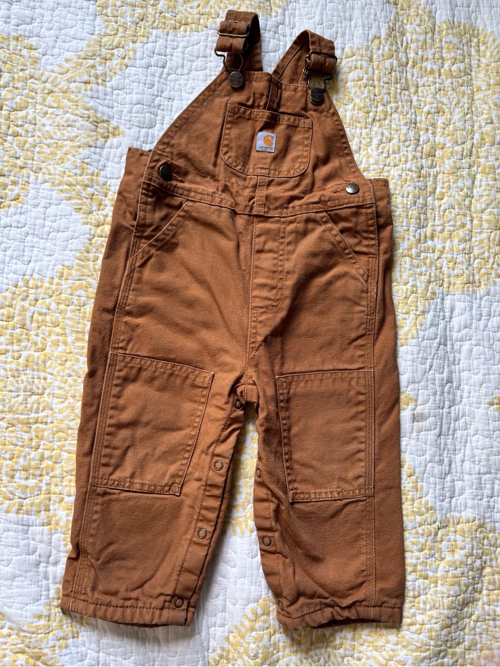 Carhartt Kids Rust Brown Canvas fleece lined overalls 18 months